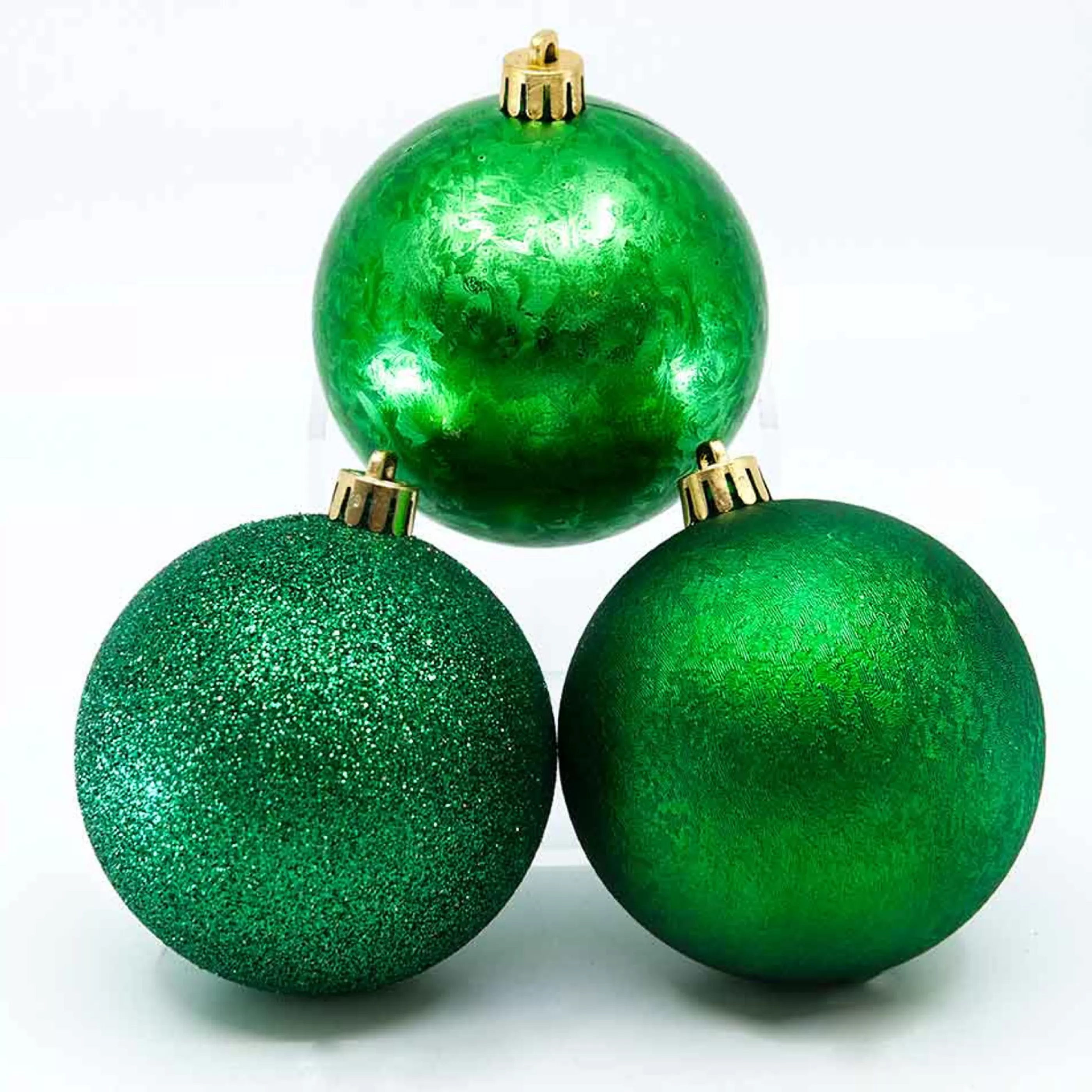 * Hanging Christmas Baubles | Winter Green Textured Baubles (Pack Of 6) - 80Mm