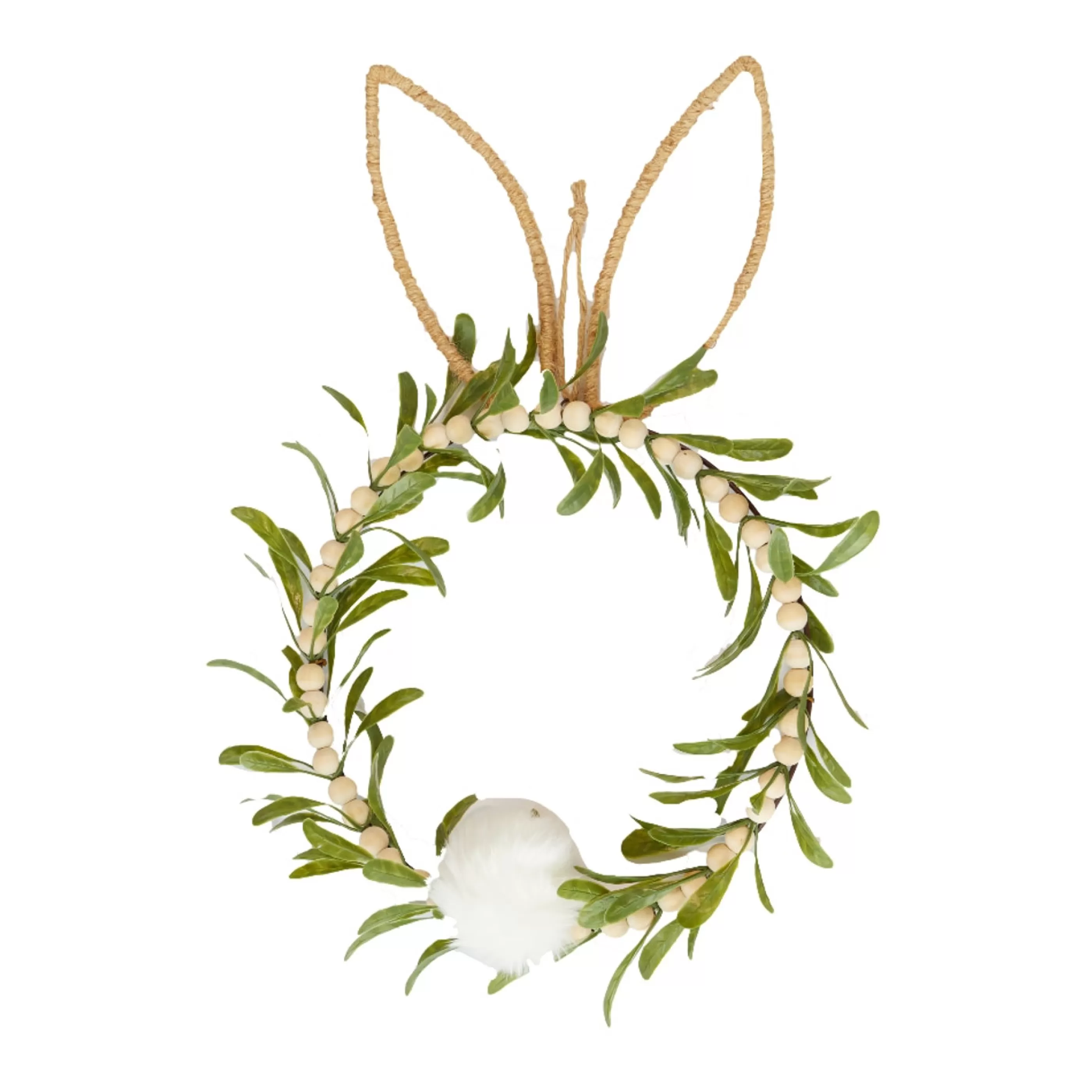 Store Easter Town Wood Bead Bunny Wreath - 45Cm