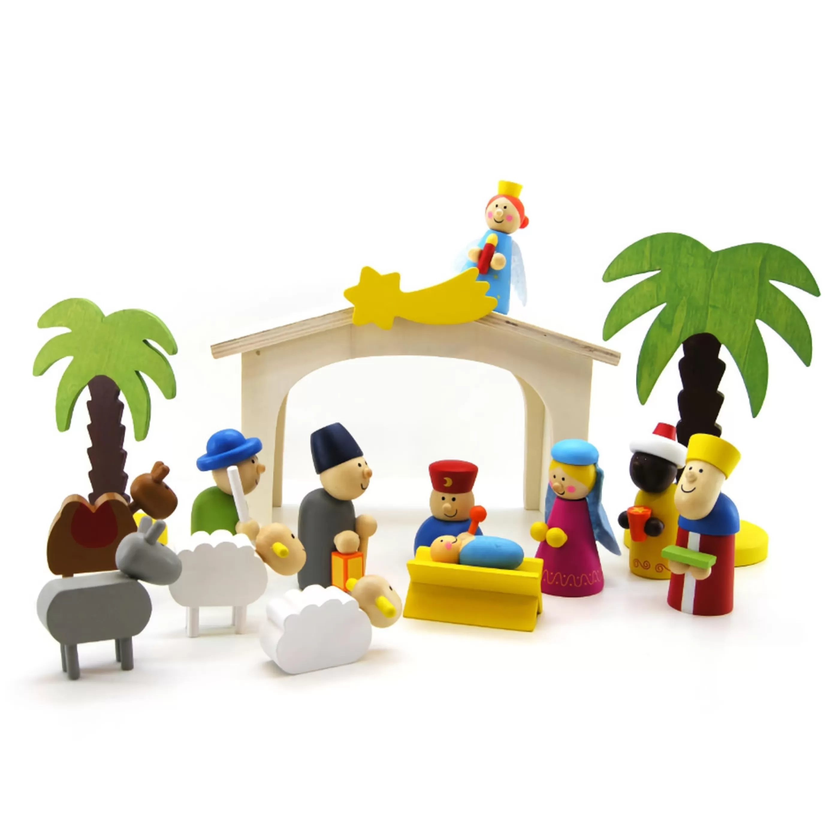 Fashion * Wooden Childrens Nativity Set (Set Of 16) - 26Cm