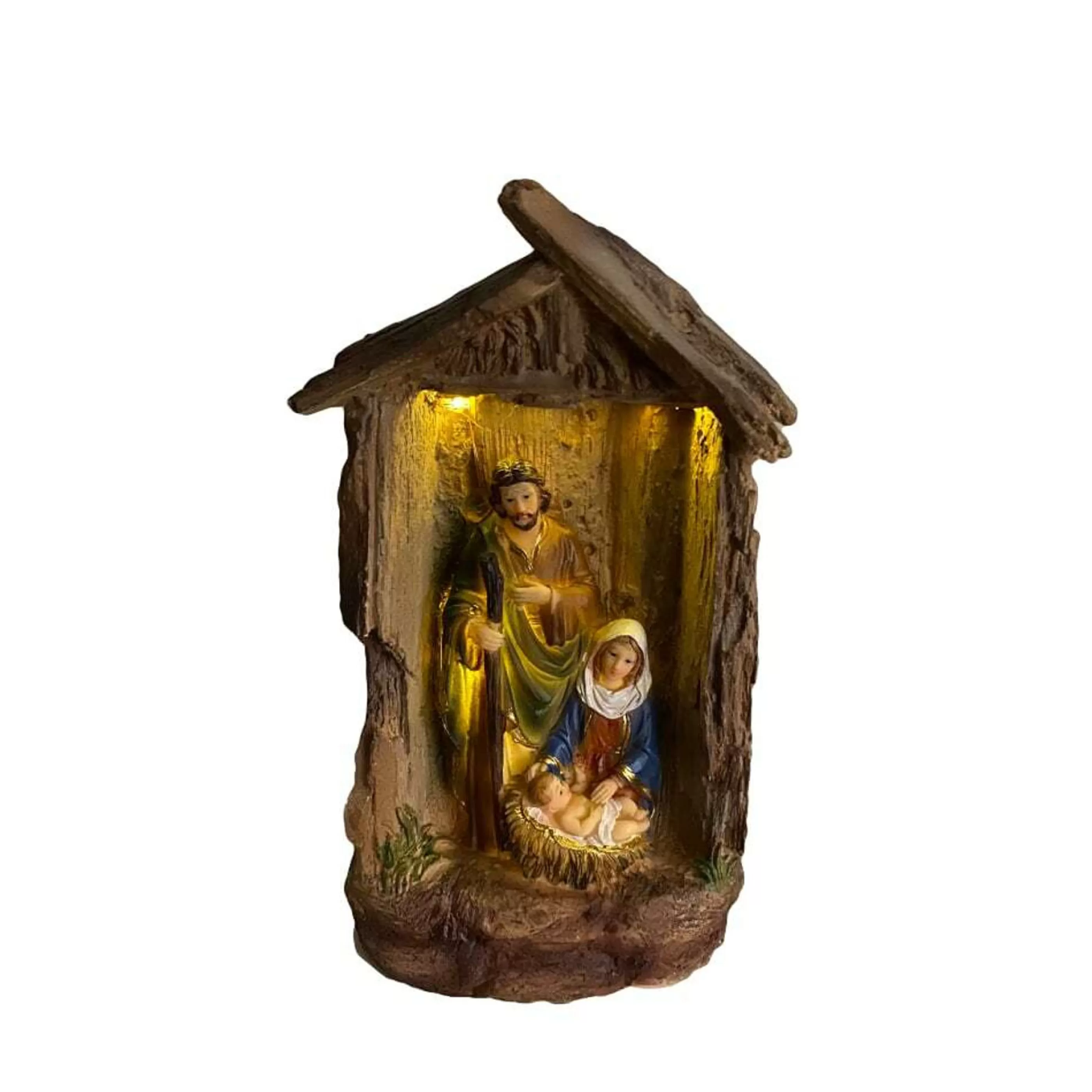 Shop * Wooden Scene Nativity With Glow - 21.3Cm