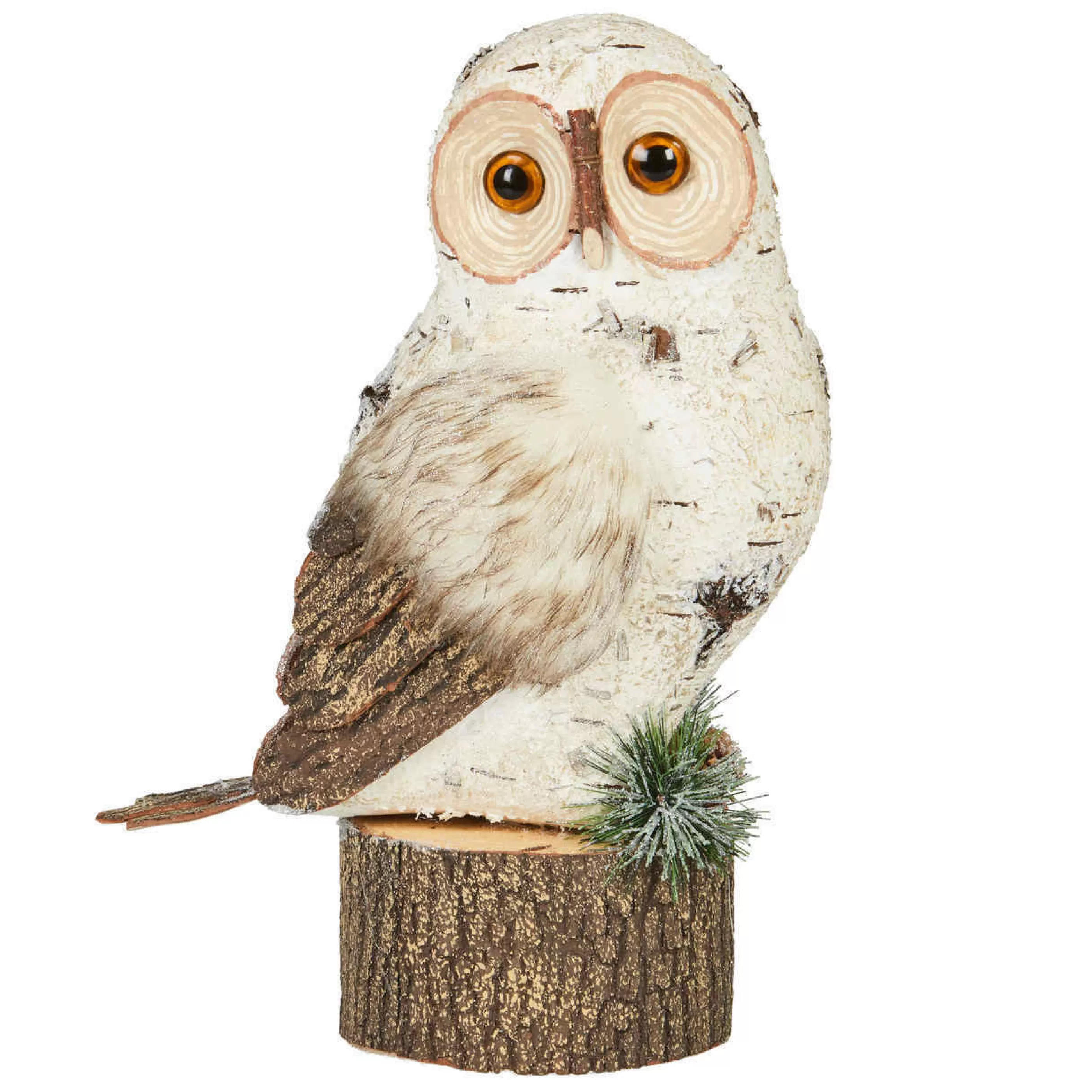 * Birds & Butterflies | Woodland Owl On Tree Stump - 34Cm