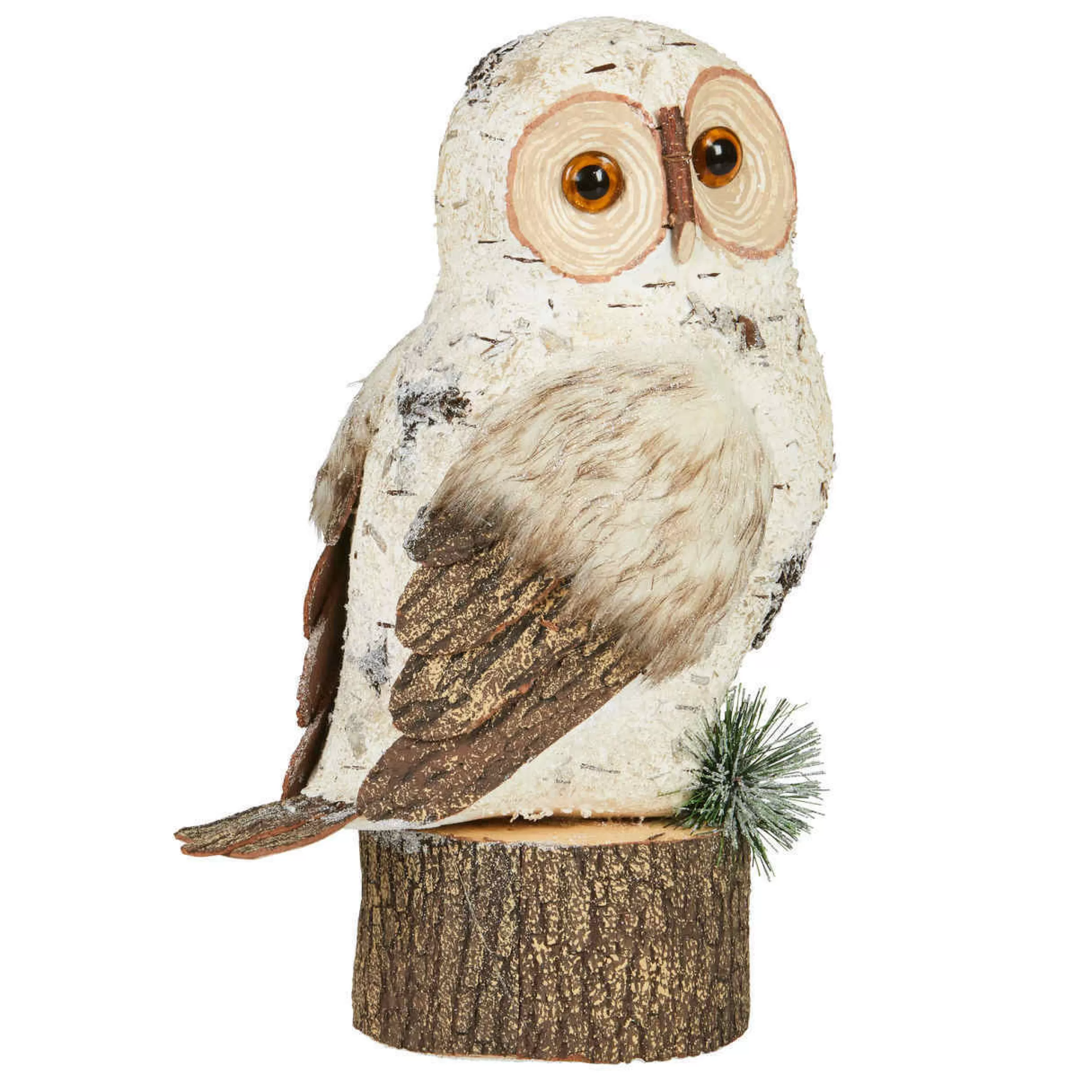 * Birds & Butterflies | Woodland Owl On Tree Stump - 34Cm